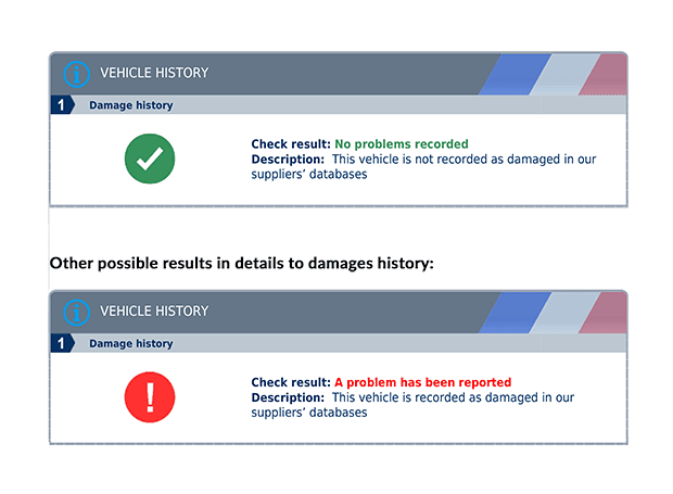 AutoDNA Vehicle History Report for French Vehicles - Vehicle Damage History