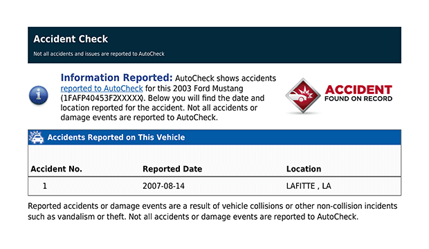 AutoCheck Report - Accident Check