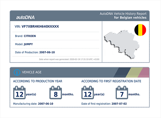 AutoDNA Vehicle History Report for Belgian Vehicles - Initial Information