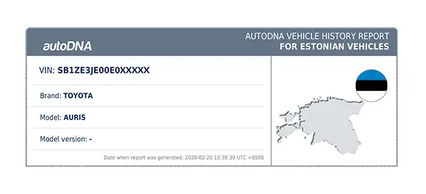 autoDNA Vehicle History Report for Estonian Vehicles - Initial Information