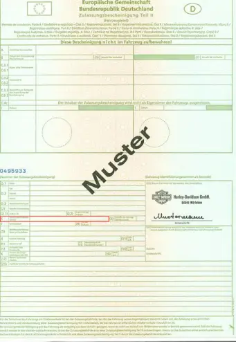 Where to find the VIN number in the  German Certificate of registration part 2 - preview photo