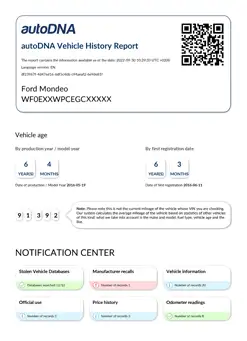 AutoDNA Vehicle History Report - see