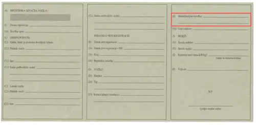 Where to find the VIN number in the Slovenian registration book - preview photo