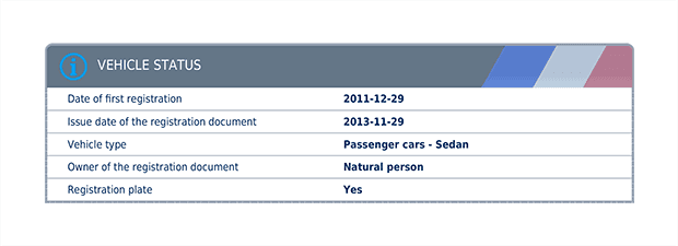 AutoDNA Vehicle History Report for French Vehicles - Vehicle Status
